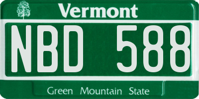 VT license plate NBD588