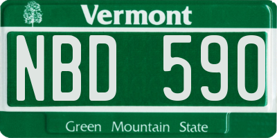 VT license plate NBD590