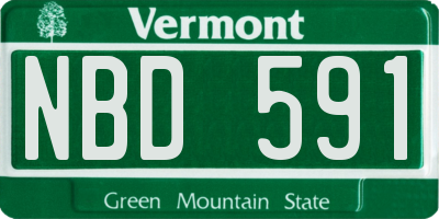 VT license plate NBD591