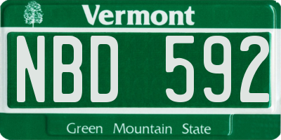 VT license plate NBD592