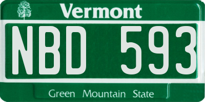 VT license plate NBD593