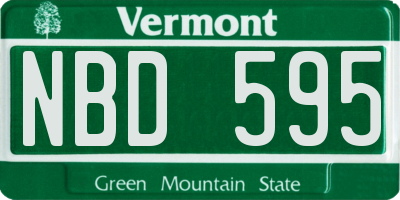 VT license plate NBD595