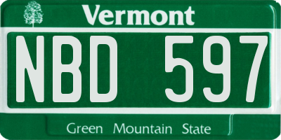 VT license plate NBD597