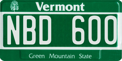 VT license plate NBD600