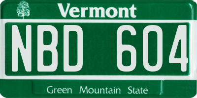 VT license plate NBD604