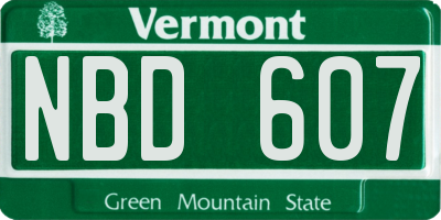 VT license plate NBD607