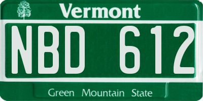VT license plate NBD612