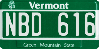 VT license plate NBD616