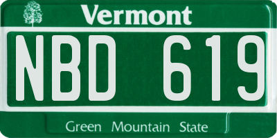 VT license plate NBD619