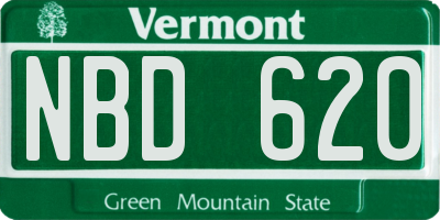 VT license plate NBD620
