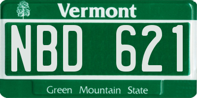 VT license plate NBD621
