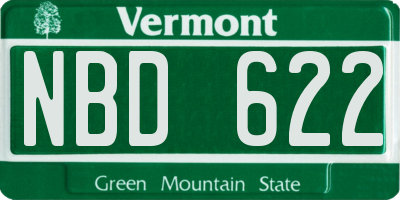 VT license plate NBD622