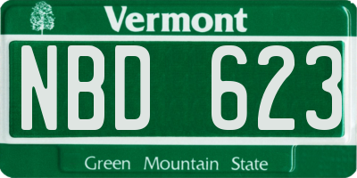 VT license plate NBD623