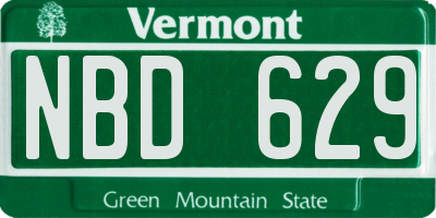 VT license plate NBD629