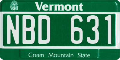 VT license plate NBD631
