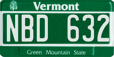 VT license plate NBD632