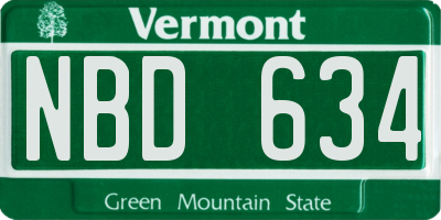 VT license plate NBD634