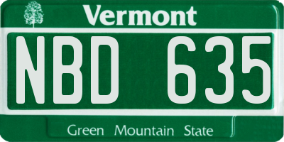 VT license plate NBD635