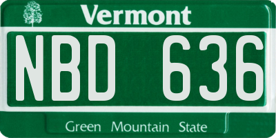 VT license plate NBD636