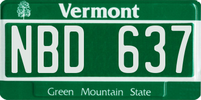 VT license plate NBD637