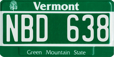 VT license plate NBD638