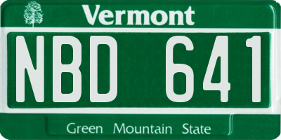 VT license plate NBD641