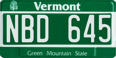 VT license plate NBD645
