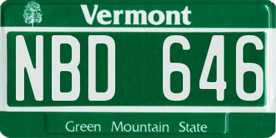VT license plate NBD646
