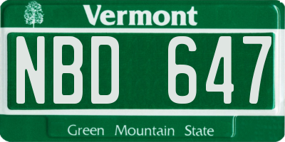 VT license plate NBD647