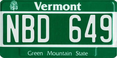 VT license plate NBD649