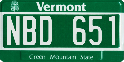 VT license plate NBD651