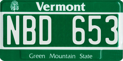 VT license plate NBD653