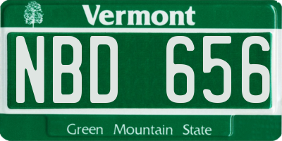 VT license plate NBD656