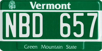 VT license plate NBD657