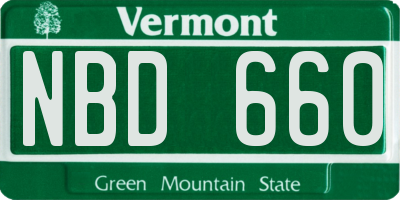 VT license plate NBD660