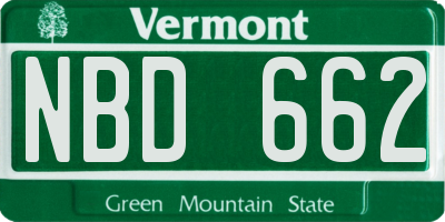 VT license plate NBD662