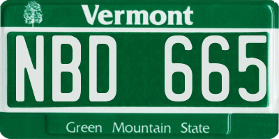 VT license plate NBD665