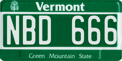 VT license plate NBD666