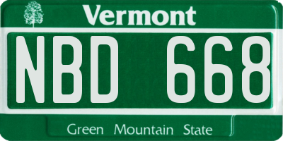 VT license plate NBD668