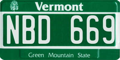 VT license plate NBD669