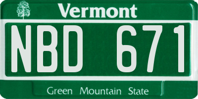 VT license plate NBD671
