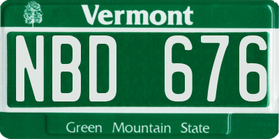VT license plate NBD676