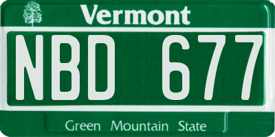 VT license plate NBD677
