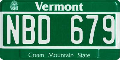 VT license plate NBD679