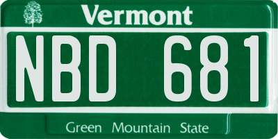 VT license plate NBD681