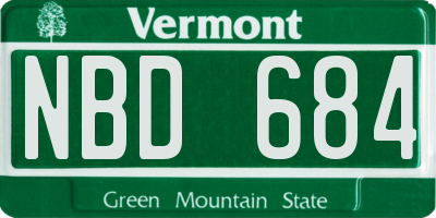 VT license plate NBD684