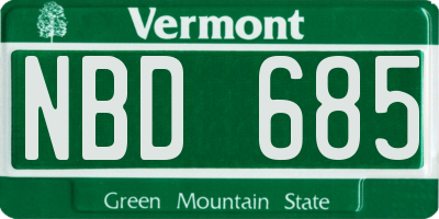 VT license plate NBD685