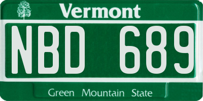 VT license plate NBD689