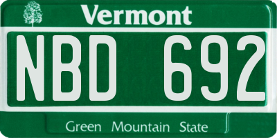 VT license plate NBD692