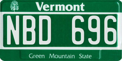 VT license plate NBD696
